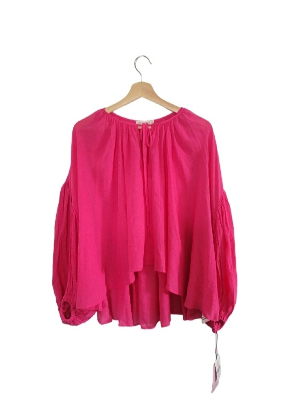 NWT AVEC LES FILLES Size S Pink Boho Flowy Blouse Balloon Sleeves